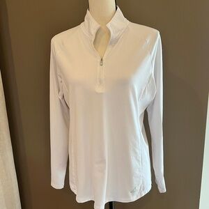 Adidas Women's White Long Sleeve Golf 1/4 zip, Size Large